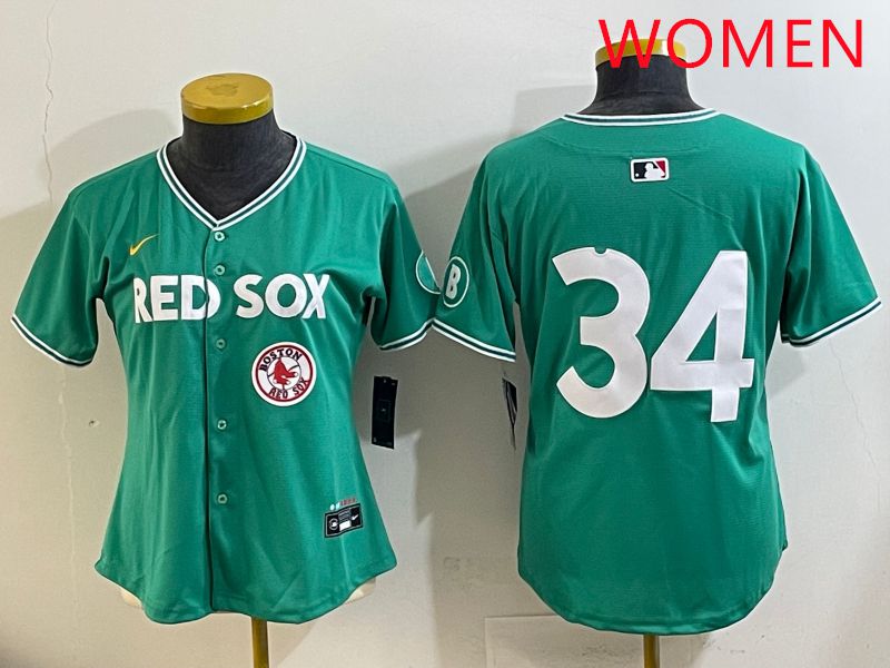 Women Boston Red Sox #34 No Name Green Joint Name Nike 2025 MLB Jersey style 10